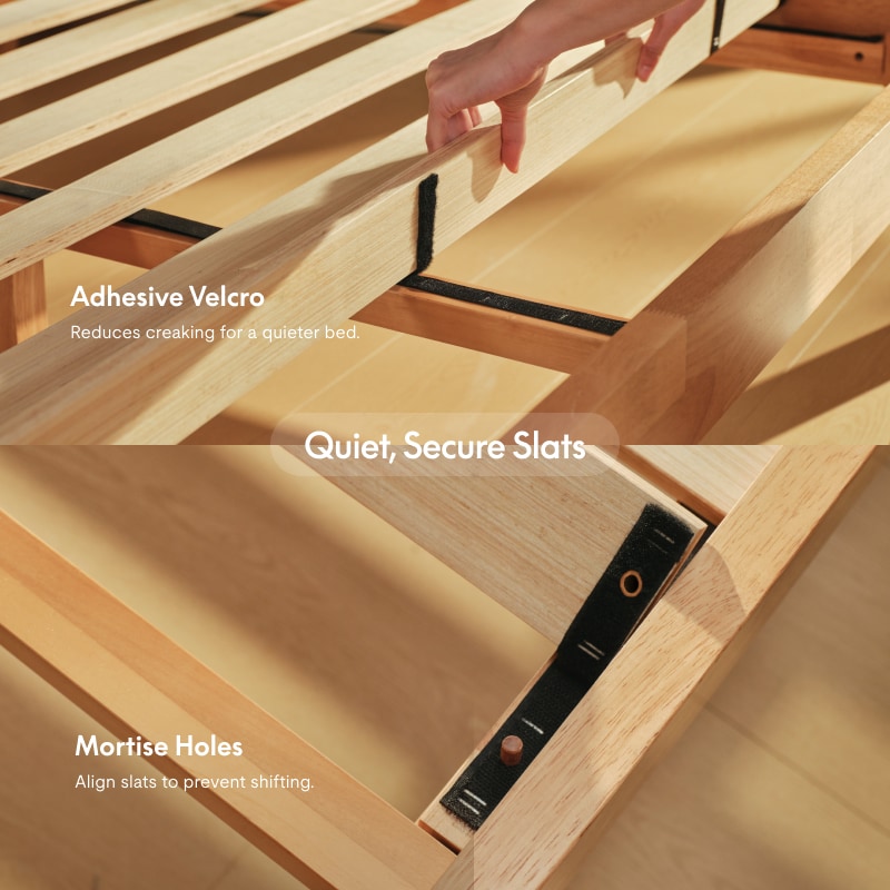 FlexiSpot Kana Japanese Joinery Bed with Headboard | Simple Design